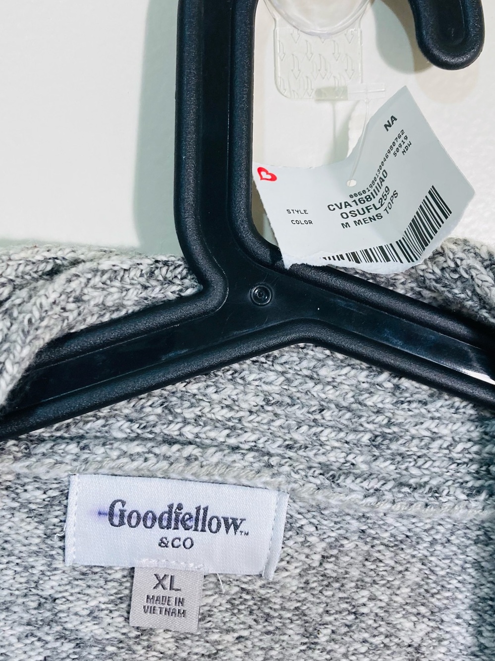 NWT Goodfellow & Co size XL Gray Shawl-Collar V-Neck Sweater - Picture 3 of 5